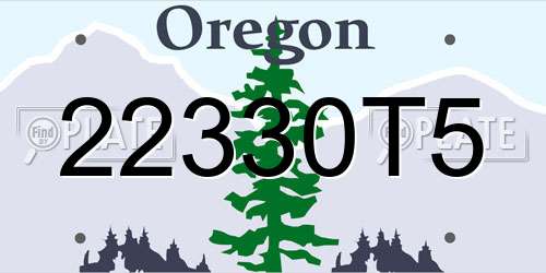 22330T5 Oregon License Plate