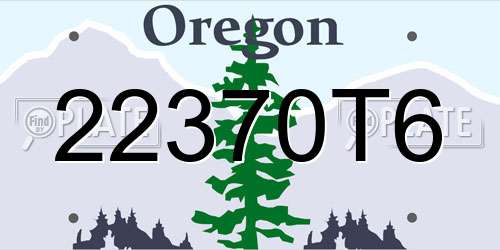 22370T6 Oregon License Plate