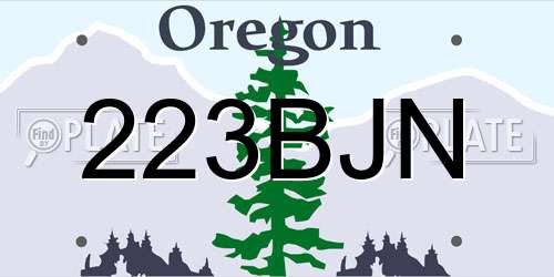 223BJN Oregon License Plate