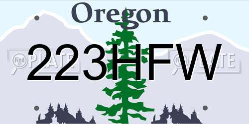 223HFW Oregon License Plate