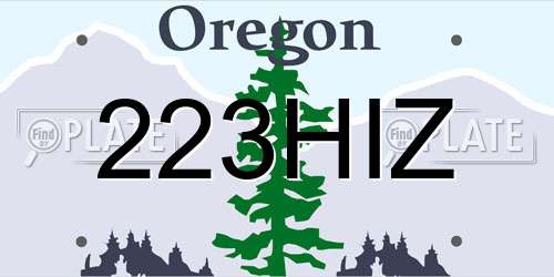 223HIZ Oregon License Plate