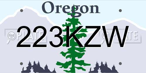 223KZW Oregon License Plate