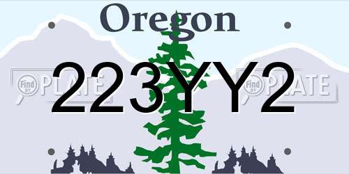 223YY2 Oregon License Plate