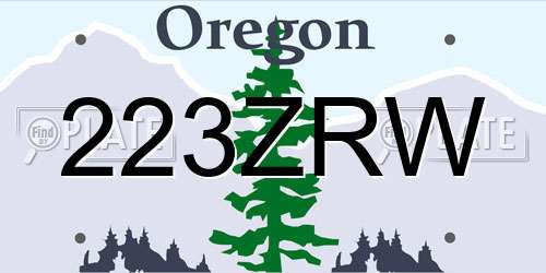 223ZRW Oregon License Plate