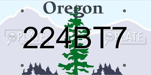 224BT7 Oregon License Plate