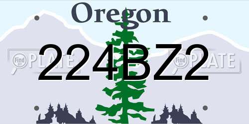 224BZ2 Oregon License Plate