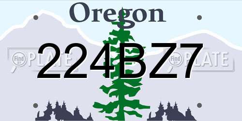 224BZ7 Oregon License Plate