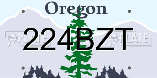 224BZT Oregon License Plate