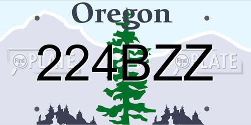 224BZZ Oregon License Plate
