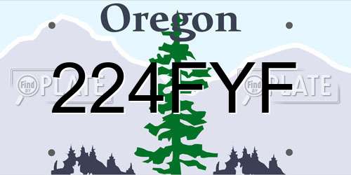 224FYF Oregon License Plate