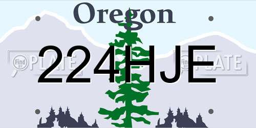 224HJE Oregon License Plate