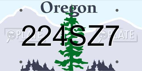 224SZ7 Oregon License Plate