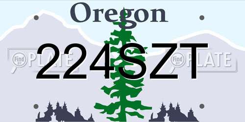 224SZT Oregon License Plate