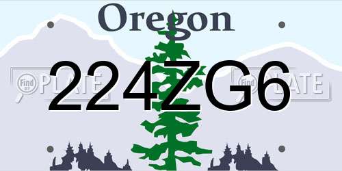 224ZG6 Oregon License Plate
