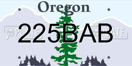 225BAB Oregon License Plate