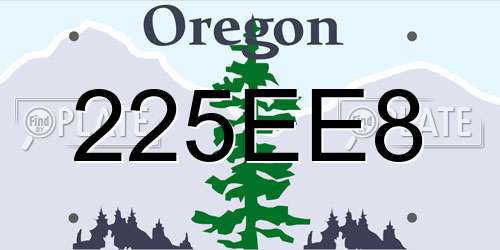 225EE8 Oregon License Plate