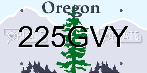 225GVY Oregon License Plate