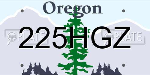 225HGZ Oregon License Plate