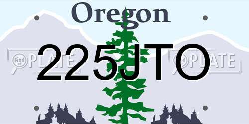 225JTO Oregon License Plate