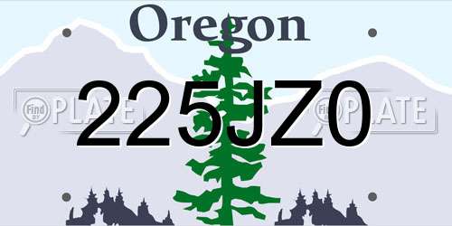 225JZ0 Oregon License Plate