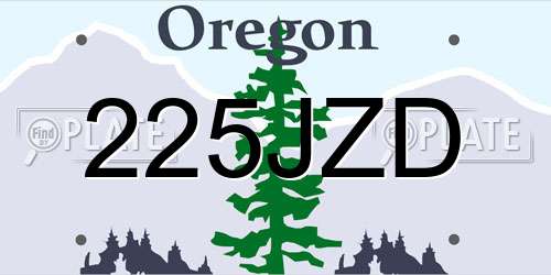 225JZD Oregon License Plate