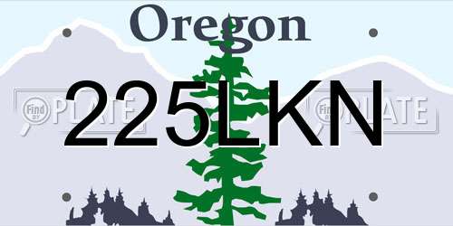 225LKN Oregon License Plate