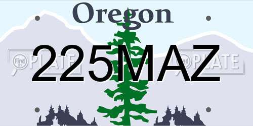 225MAZ Oregon License Plate
