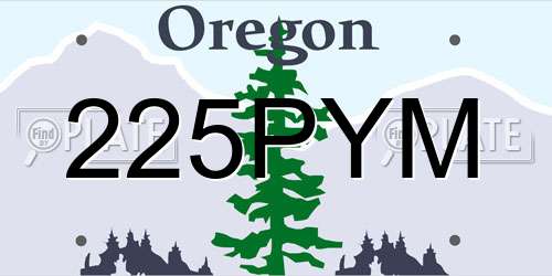 225PYM Oregon License Plate