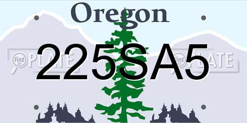 225SA5 Oregon License Plate