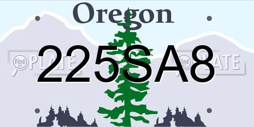 225SA8 Oregon License Plate