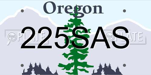 225SAS Oregon License Plate