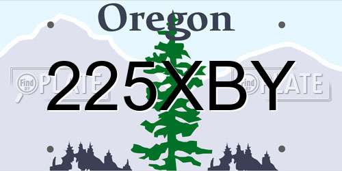 225XBY Oregon License Plate