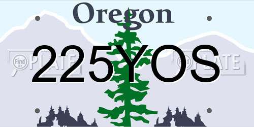 225YOS Oregon License Plate