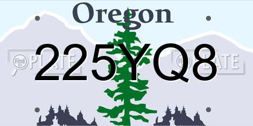 225YQ8 Oregon License Plate