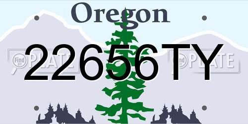 22656TY Oregon License Plate