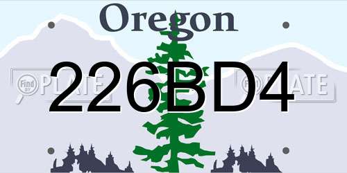 226BD4 Oregon License Plate