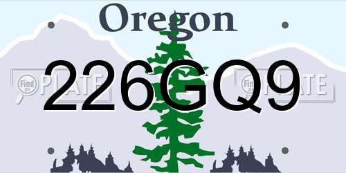 226GQ9 Oregon License Plate