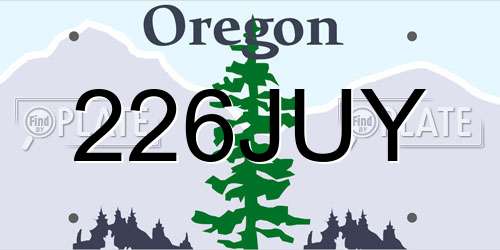 226JUY Oregon License Plate