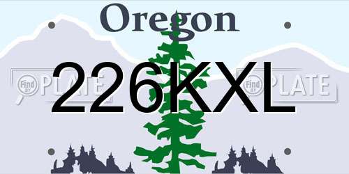 226KXL Oregon License Plate
