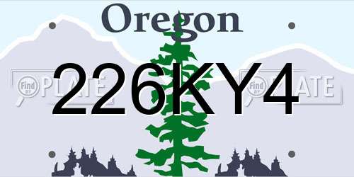 226KY4 Oregon License Plate