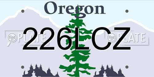 226LCZ Oregon License Plate