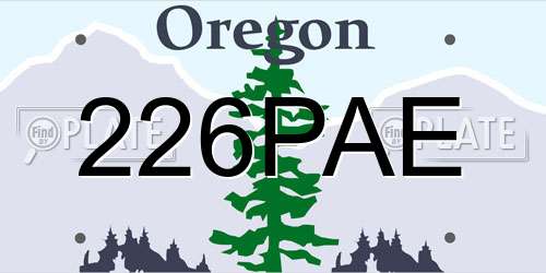 226PAE Oregon License Plate