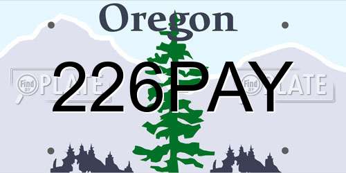 226PAY Oregon License Plate