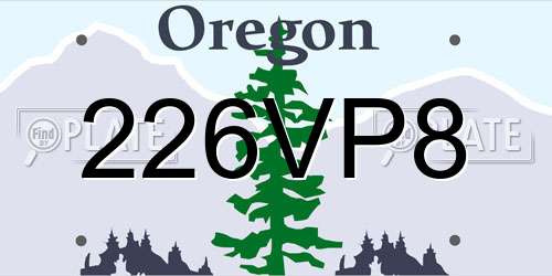 226VP8 Oregon License Plate