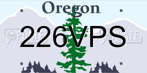 226VPS Oregon License Plate