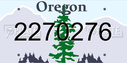 2270276 Oregon License Plate