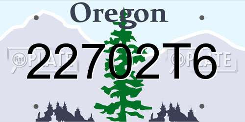 22702T6 Oregon License Plate