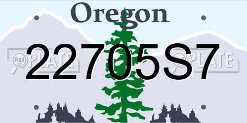 22705S7 Oregon License Plate