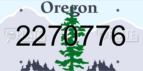 2270776 Oregon License Plate