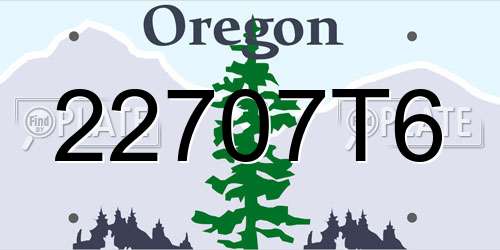 22707T6 Oregon License Plate